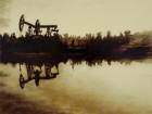 Картина нефтью "нефтекачалка у озера"