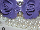 Браслет новый gala на леске фиолетовый сиреневый розы с серебром бижутерия