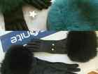 Перчатки новые versace италия размер 7,5 кожа чёрные высокие мех лиса песец